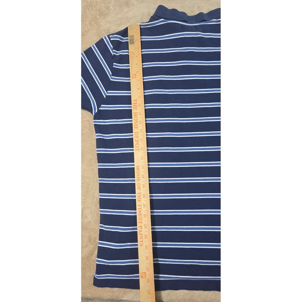 Vtg Polo Jeans Company Ralph Lauren MFG Mens Polo Shirt 2XL Blue striped S/S
